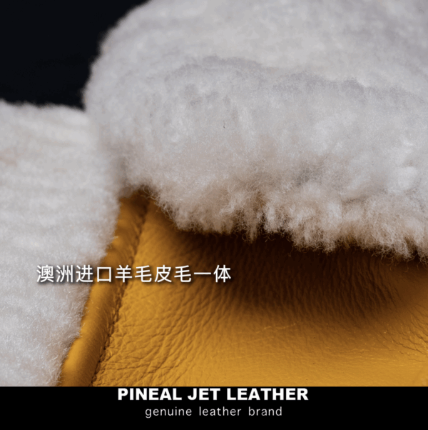 休闲牛皮皮毛一体拼接熊夹克 - 图片 9