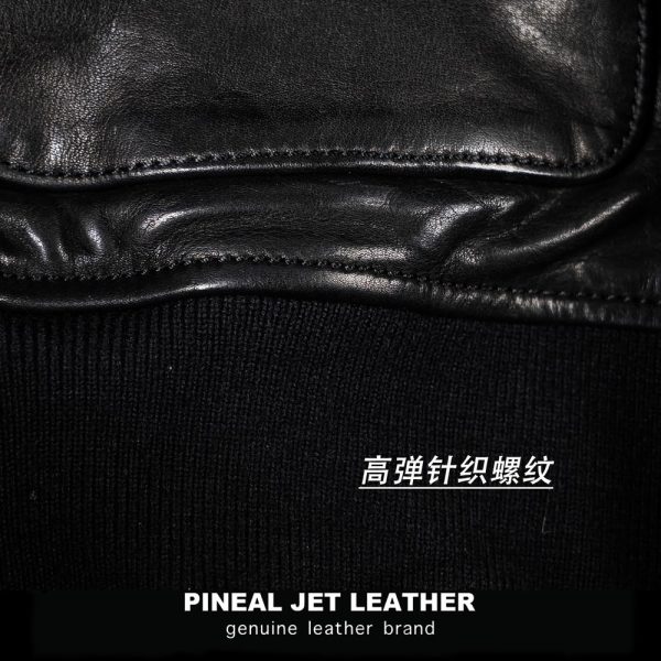 经典螺纹空军夹克领牛皮针织螺纹A2 - 图片 11