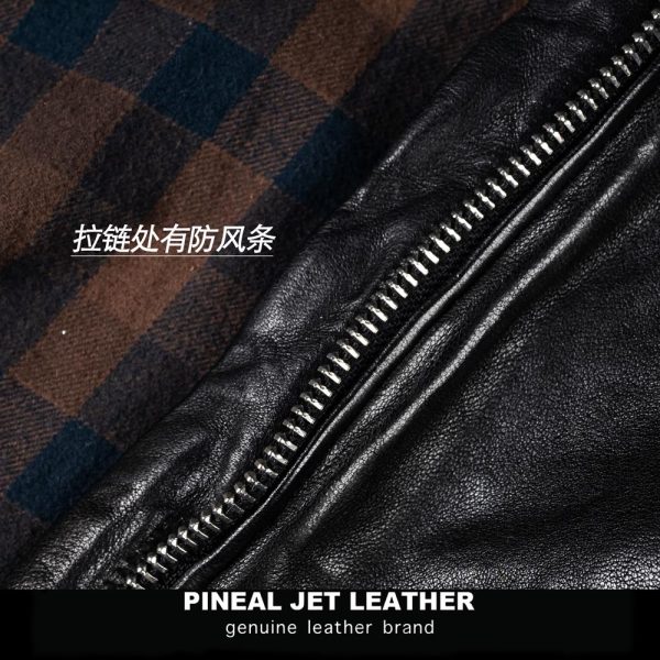 立领休闲时尚经典复古机车J100羊皮皮夹克 - 图片 10