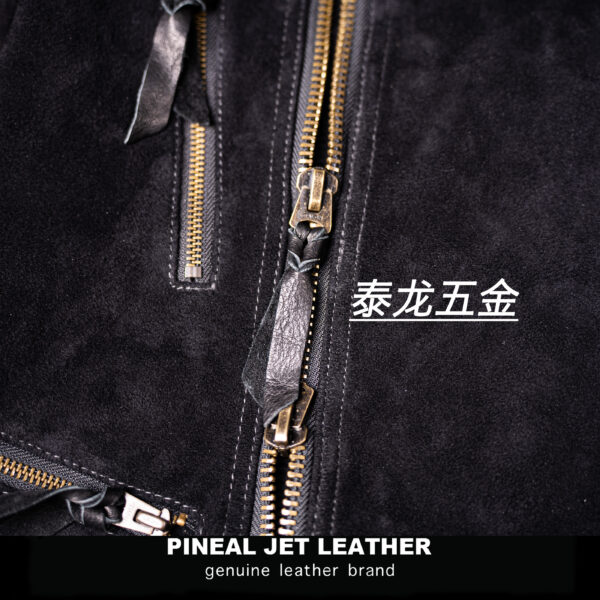 日系复古机车绵羊皮双拉链机车皮衣 - 图片 21